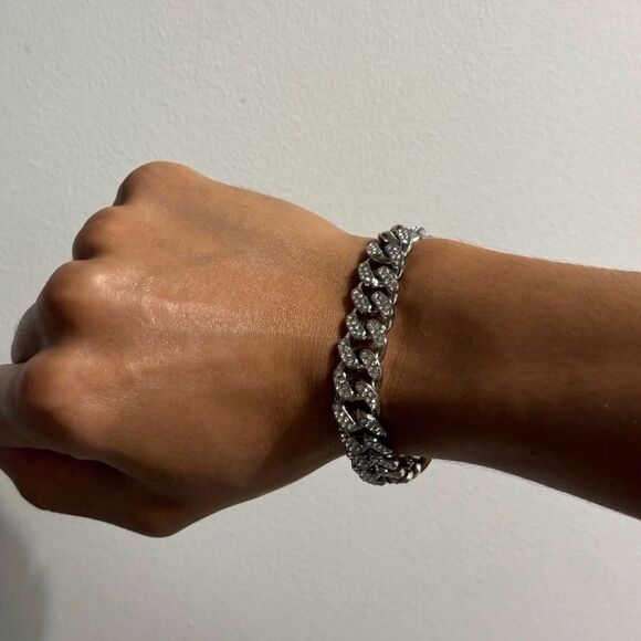 Men’s Cuban Link Iced Out Bracelet Paved Miami Cuban Bracelet 8” - Picture 2 of 3